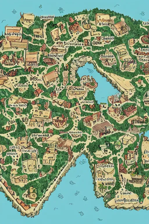 Prompt: map of fictional city called antareth city with gang map