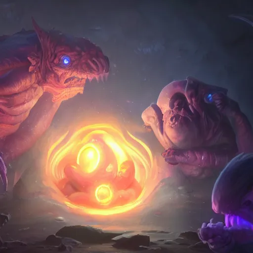 Image similar to monster embryo, glowing incubated human embryo, magic smoke surrounding, violet and dark theme. dark masterpiece trending on artstation, 8 k, sharp high quality artwork in style of jose daniel cabrera pena and greg rutkowski, concept art by tooth wu, blizzard warcraft artwork, hearthstone artwork