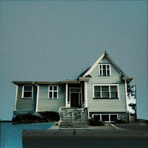 Prompt: a picture of a house taken with a vhs effect overlaying it