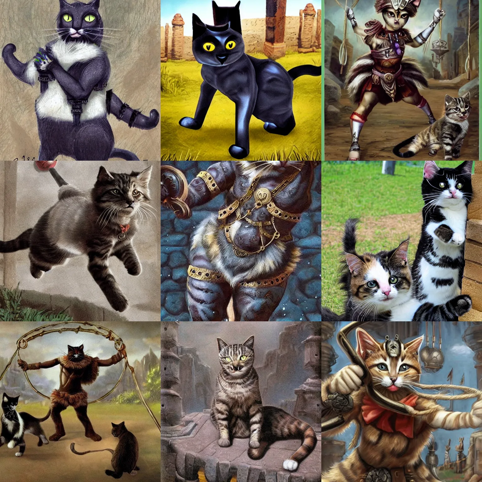 Prompt: cats as gladiators, fantasy