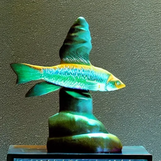 Prompt: fish, but it is a statue