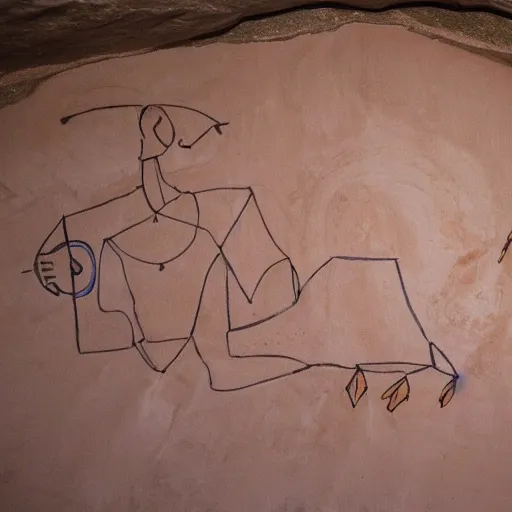 Image similar to cave drawing of Keanu Reaves