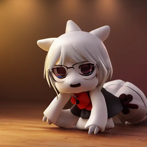 Prompt: cute fumo plush of a girl who is playing a heavy metal riff, power metal, vray