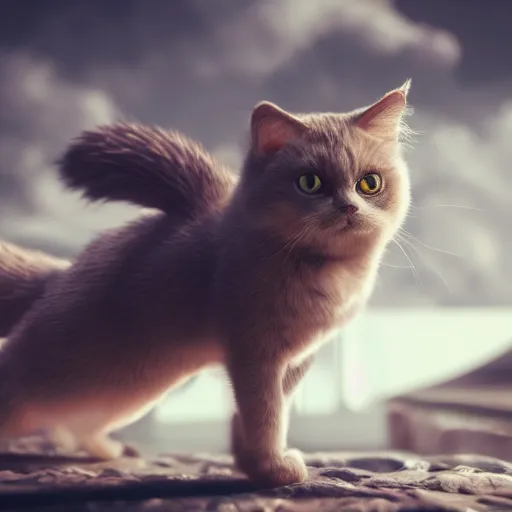 Prompt: japanese munchkin cat, artstation, sharp focus, volumetric light, photorealism, cinematic, dramatic, ominous, fine details 8k octane rendering