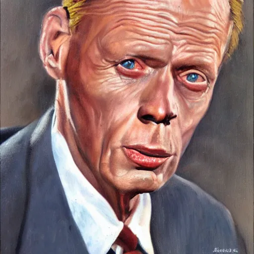 Prompt: realistic portrait of richard widmark in color, oil painting