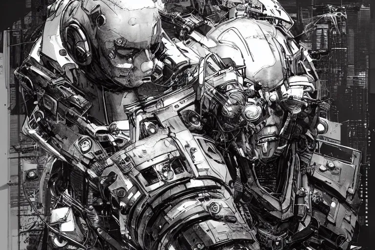 Prompt: comic book illustration, the ghosts in the machine, cyberpunk concept art by artgerm and Guy Denning and Moebius, highly detailed, intricate, sci-fi, sharp focus, Trending on Artstation HQ, deviantart