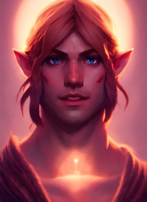 Image similar to portrait of link from the legend of zelda, intricate, elegant, glowing lights, highly detailed, digital painting, artstation, concept art, sharp focus, illustration, art by wlop, mars ravelo and greg rutkowski