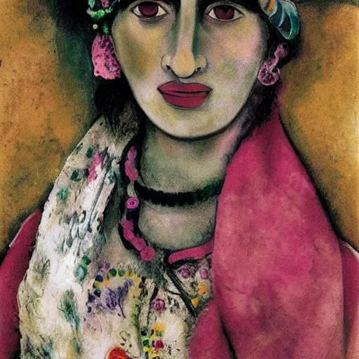 Image similar to portrait of a gipsy women, elegant, highly detailed, digital photography, by chagall,