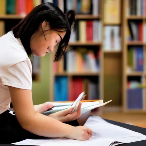 Image similar to happy panda reading student papers