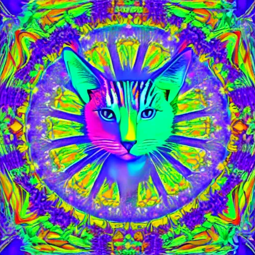 Image similar to psychedelic cat, fantasy