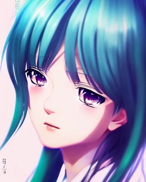 Image similar to portrait anime hatsune miku, cute - fine - face, pretty face, realistic shaded perfect face, fine details. anime. realistic shaded lighting by ilya kuvshinov giuseppe dangelico pino and michael garmash and rob rey, iamag premiere, aaaa achievement collection, elegant freckles, fabulous, eyes open in wonder