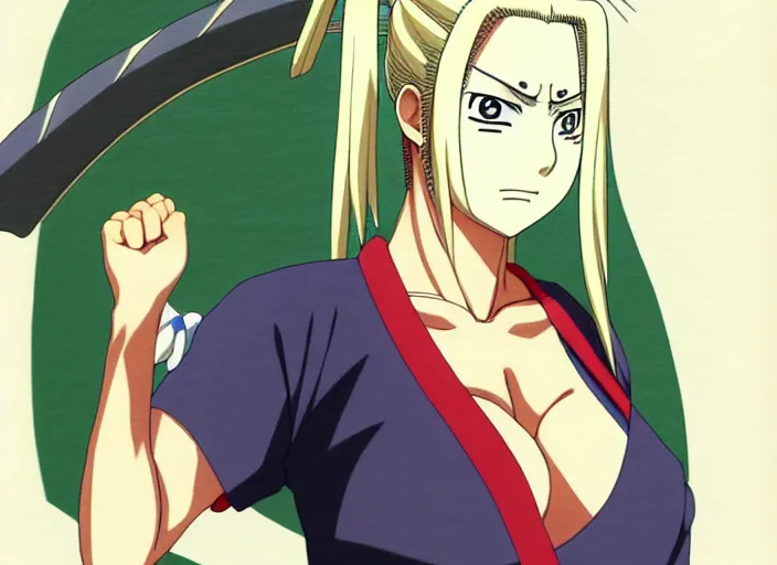 Image similar to an illustration of tsunade, finely detailed features, upper body, perfect art, at the dojo, regal and determined, trending on pixiv fanbox, illustrated by masashi kishimoto, nanashi, yuichi kato, take, studio ghibli, shinichi fukuda