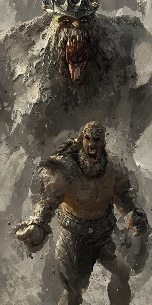 Image similar to full body master Portrait of the ancient historical biblical SNARLING ANGRYING YELLING, jealous king Saul of Israel by craig mullins and marc simonetti, ARTSTATION, cgsociety, polycount, character design, CINEMATIC, AWE INSPIRING, BEAUTIFUL, ART GERM