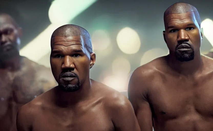 Prompt: Jamie Foxx as Kanye West in 'Jeen-Yuhs' (2022), movie still frame, oscar nominated cinematography, volumetric lighting, 8k resolution, beautiful composition
