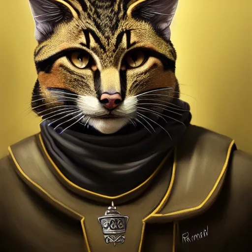 Prompt: portrait painting of a tabaxi police officer, sharp focus, award - winning, trending on artstation, masterpiece, highly detailed, intricate. art by merwild and ernesto irawan and rachel denton