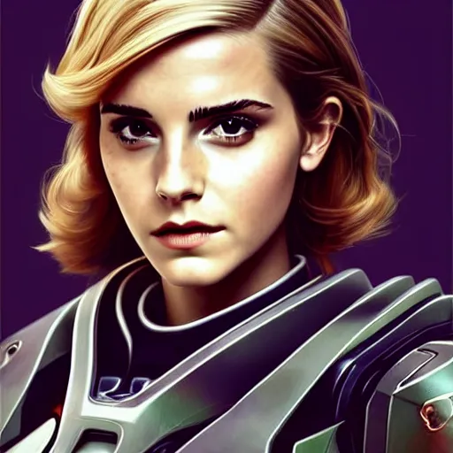 Prompt: A combination of Emma Watson's and Grace Kelly's and Ashley Greene's appearances with blonde hair wearing Master Chief's armor, high tech, action shot, angular, full body portrait, futuristic, dramatic, fantasy, intricate, elegant, highly detailed, digital painting, artstation, concept art, matte, sharp focus, illustration, art by Donato Giancola and James Gurney