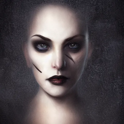 Image similar to shameless woman whis impudent facial expression, shadow of the cross, elegant, dark and mysterious, atmospheric, trending on artstation, highly detailed, digital painting, volumetric light, concept art, middle focus, illustration
