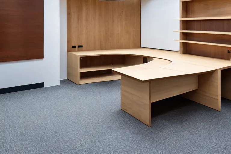 Image similar to an office building, wooden, in the shape of a side table