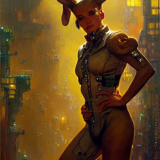 Prompt: portrait of a rabbit wearing a jumpsuit. shadowrun furaffiniy cyberpunk fantasy highly detailed painting by gaston bussiere craig mullins jc leyendecker gustav klimt artgerm greg rutkowski john berkey, bergey, craig mullins, ruan jia, raymond swanland, jeremy mann, tom lovell, alex malveda