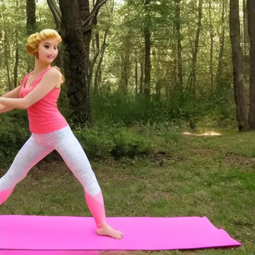 Image similar to live action princess peach in yoga pants