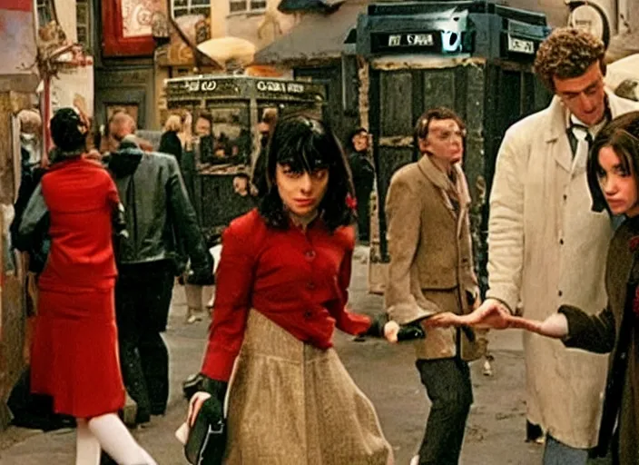 Image similar to a film still of doctor who in amelie ( 2 0 0 1 )