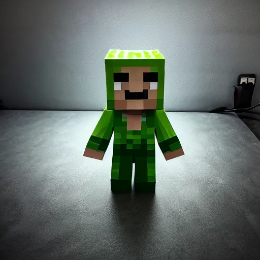 Prompt: Minecraft Creeper, Funko Pop, Product Photo, Realistic, Studio Lighting