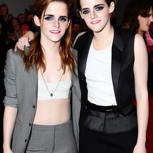 Image similar to emma watson and kristen stewart cosplaying as each other