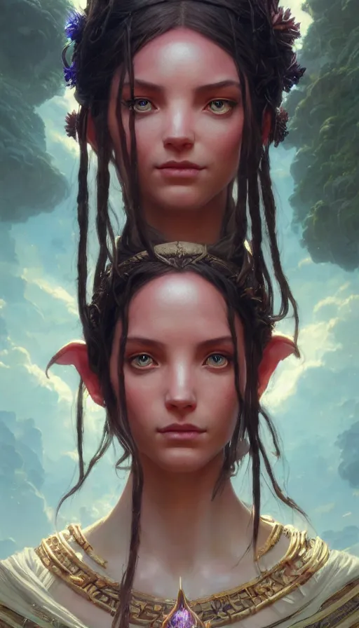 Image similar to highly detailed portrait of beautiful goddess in avatar, stephen bliss, unreal engine, fantasy art by greg rutkowski, loish, rhads, ferdinand knab, makoto shinkai and lois van baarle, ilya kuvshinov, rossdraws, tom bagshaw, global illumination, radiant light, detailed and intricate environment