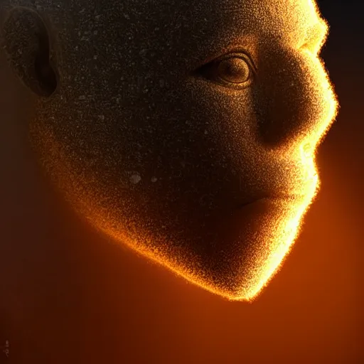 Image similar to a sentient being from a newly discovered planet. it has evolved to live in the extreme cold, portrait photograph, volumetric lighting, golden ratio composition, strong backlight, poster, highly detailed, sharp focus, bokeh, hyperrealism