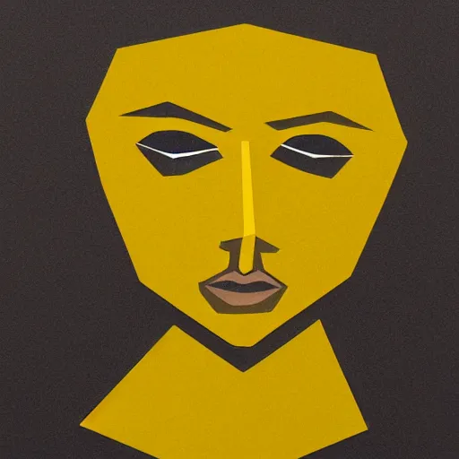 Image similar to face portrait of a woman, yellow hexagon polygon,