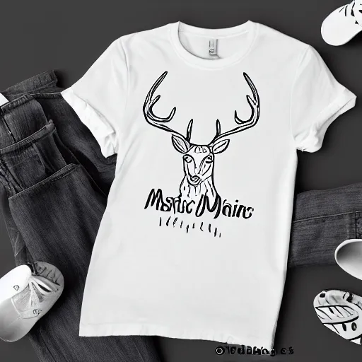 Prompt: mystic deer line art, graphic tees