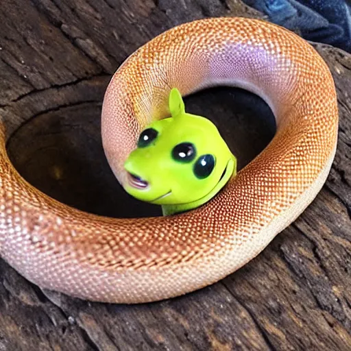 Prompt: a cute lil smiling snek