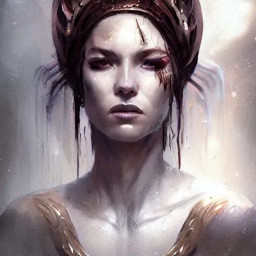 Image similar to a beautiful portrait of a death goddess by Greg Rutkowski and Raymond Swanland, Trending on Artstation, ultra realistic digital art