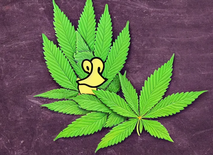 Image similar to duck, marijuana leaves, duck surrounded by weed leaves