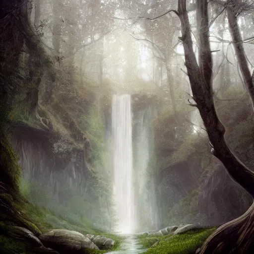 Image similar to A portrait of galadriel's glade, detailed matte painting, cinematic, Alan Lee, Artstation