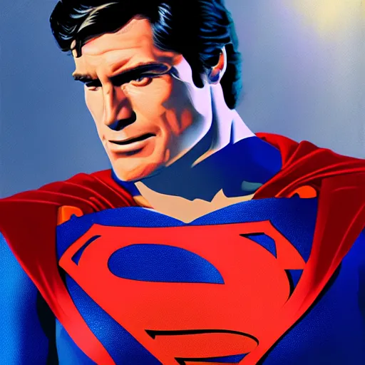 Image similar to portrait of robert redford as superman. portrait, concept art, sharp focus, smooth, artstation, by alex ross, by huang guangjian and gil elvgren and sachin teng