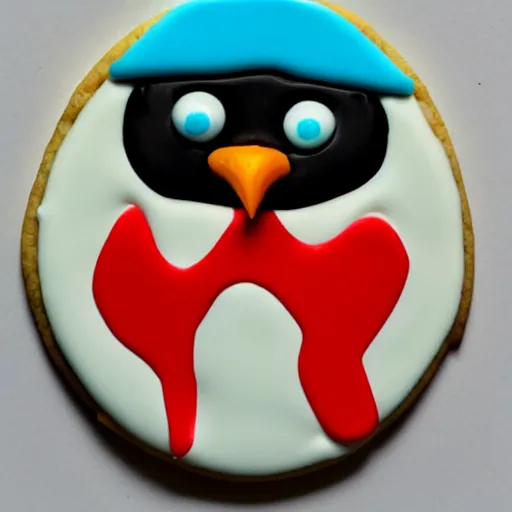 Prompt: cookie in the shape of linux penguin