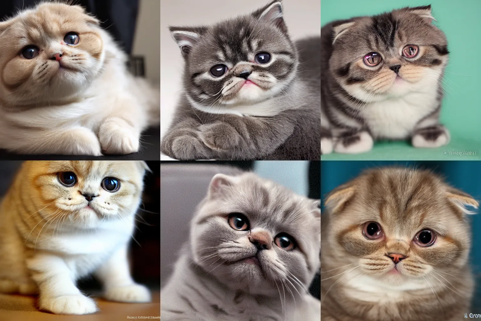 Prompt: portrait of an adorable Scottish fold kitten. Award winning, obese, adorable!