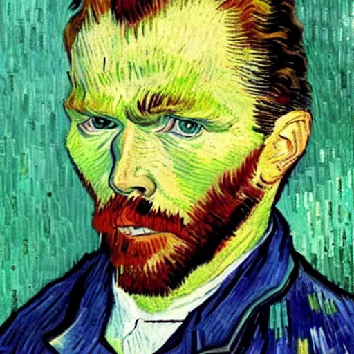 Image similar to grand theft auto ( gta ) vincent van gogh style self - portrait, popular on artstation