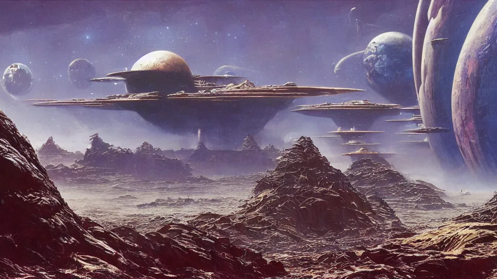 Image similar to alien planet, an empire in upheaval by arthur haas and bruce pennington, cinematic matte painting