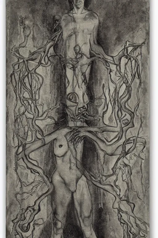 Image similar to the self emerging from its ancestral atavism by austin osman spare