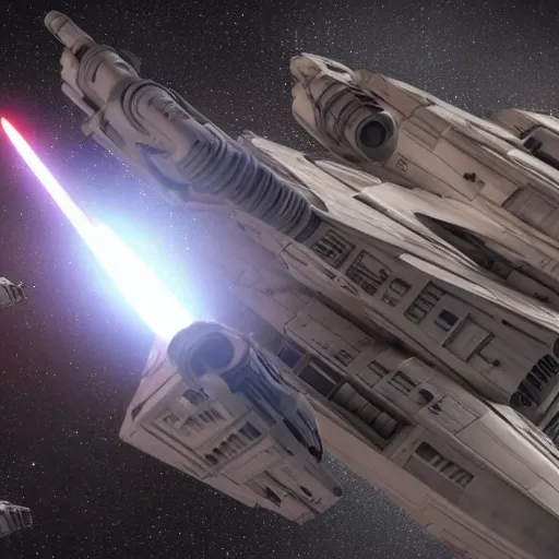 Image similar to a star wars spaceship cinematic, realistic, unreal engine 5