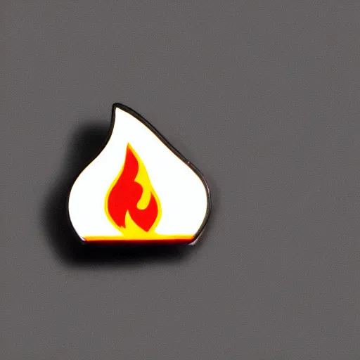 Image similar to a photo of a retro 1 9 7 0 s minimalistic clean fire flames warning enamel pin, studio lighting, behance