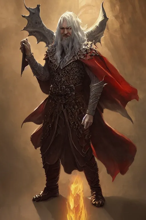 Image similar to dungeons and dragons evil wizard with dragon wings character full body side profile portrait, dramatic light, dungeon background, 2 0 0 mm focal length, painted by stanley lau, painted by greg rutkowski, painted by stanley artgerm, digital art, trending on artstation