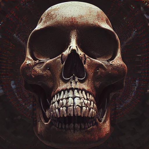 Image similar to portrait_of_a_melting_skull._intricate_abstract._intricate_artwork._by_Tooth_Wu_wlop_beeple_dan_mumford._octane_render_trending_on_artstat