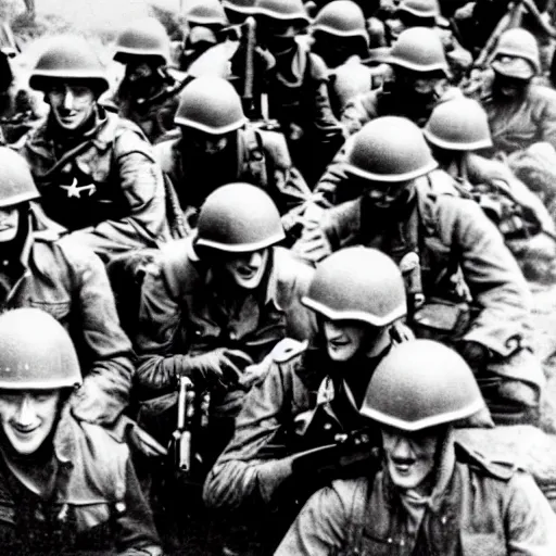 Image similar to wwii, black and white, photography, superheroes and marines on d - day