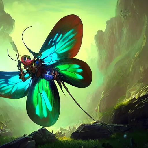 Prompt: a giant glowing butterfly winged spider, green theme, bright art masterpiece artstation. 8 k, sharp high quality artwork in style of jose daniel cabrera pena and greg rutkowski, concept art by tooth wu, blizzard warcraft artwork, hearthstone card game artwork, a giant butterfly