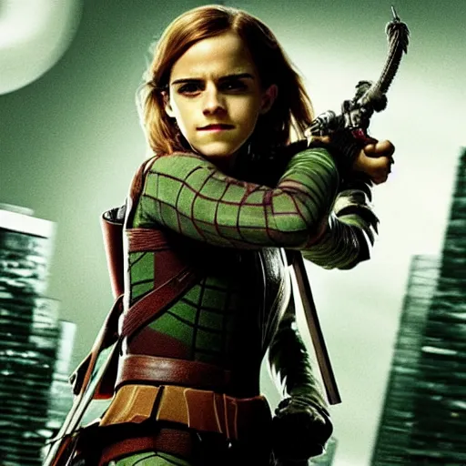 Prompt: Emma Watson as a Teenage Mutant Ninja Turtle