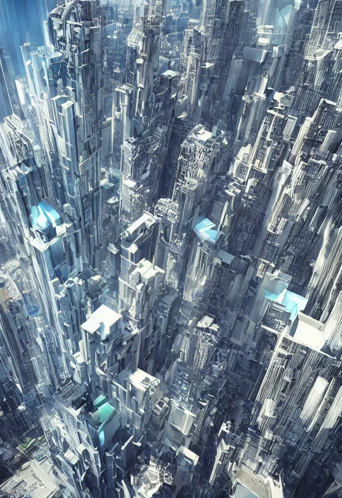 Image similar to people diving down from buildings , futuristic city, street view, detailed, hyper realistic, dramatic