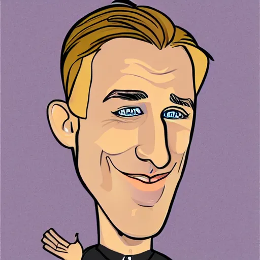 Image similar to Cartoon caricature of Ryan Gosling, silly